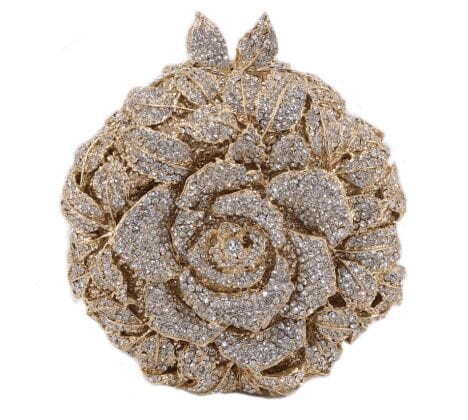 Gold Swarovski crystal rose purse