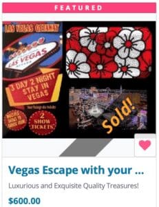 Bright Vegas getaway poster with flowers and show tickets.