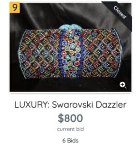 Luxurious Swarovski dazzler clutch with multicolored crystals.