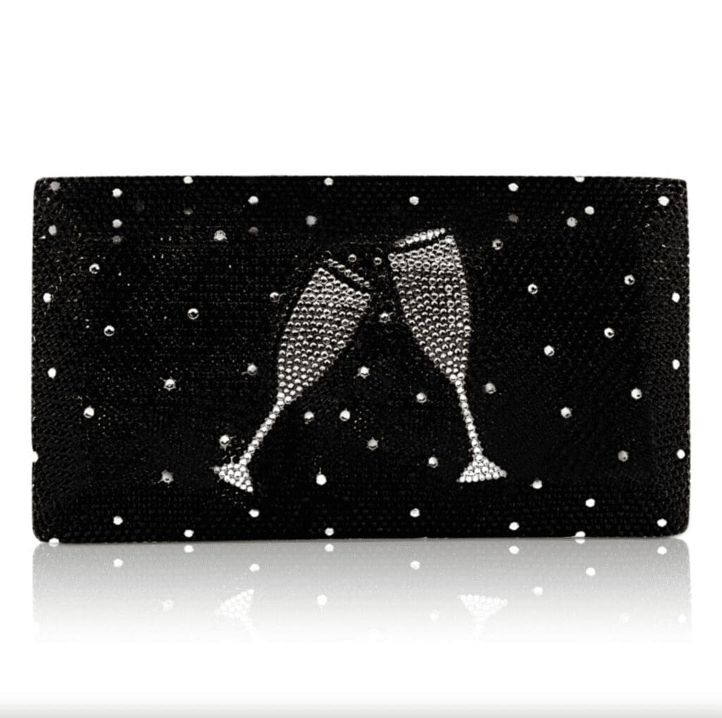 rectangle purse with champagne glasses