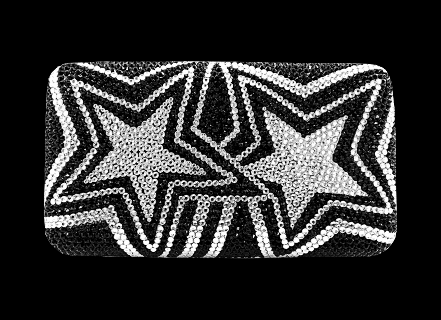 Black and white image of two star shapes with dotted patterns.